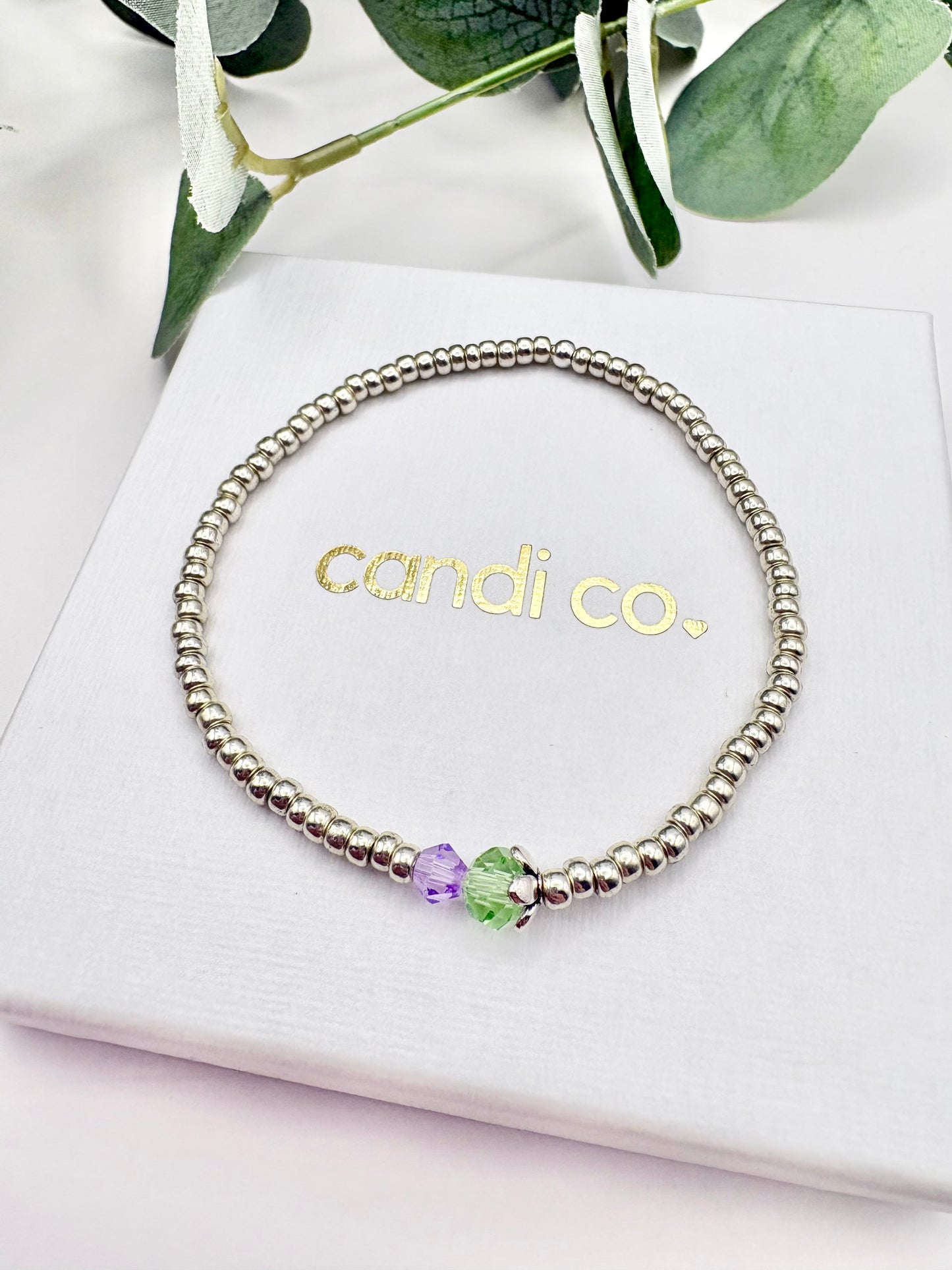 Thistle Seed Beaded Bracelet - Silver