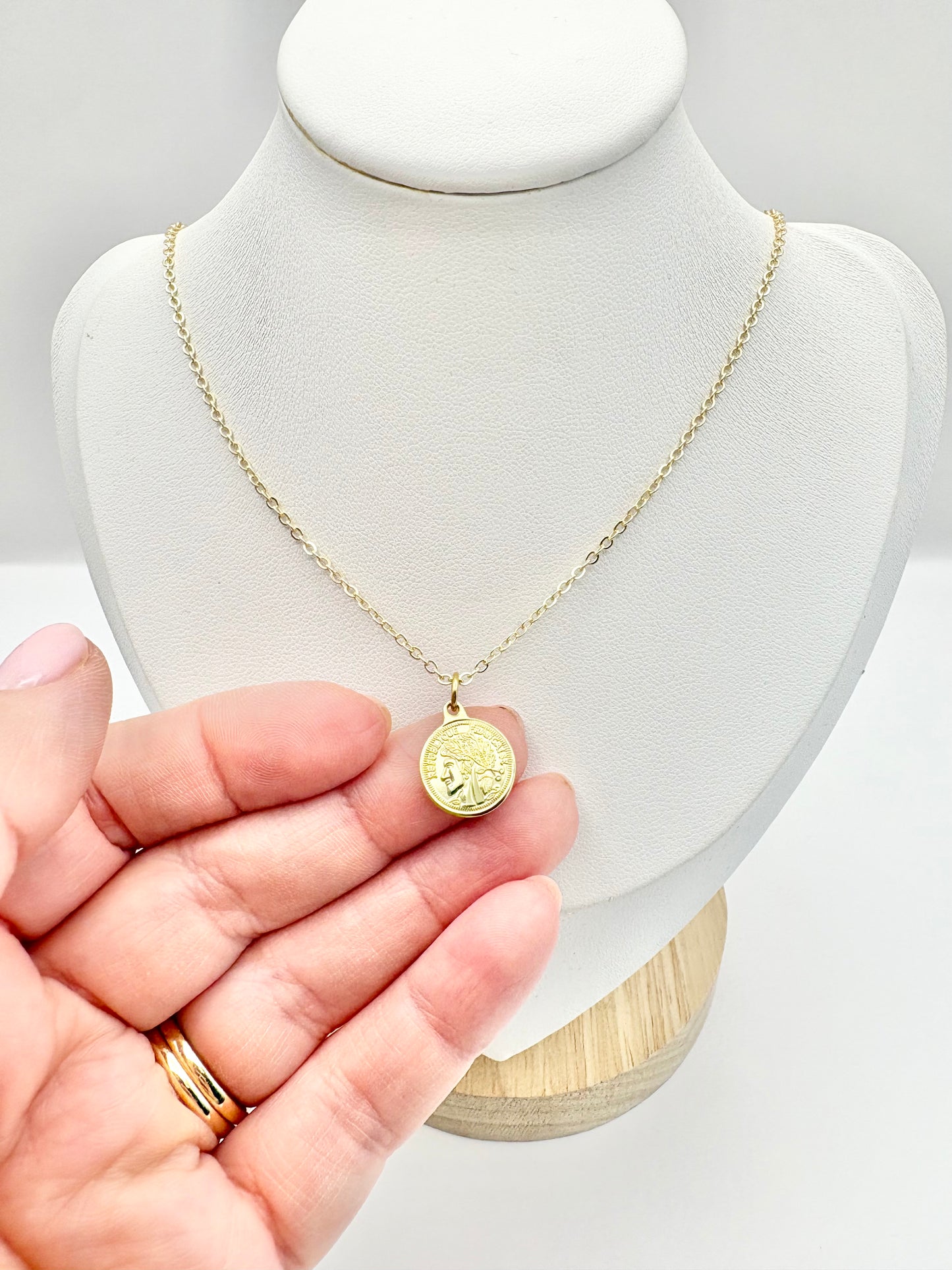 Gold-Plated Coin Charm Necklace - SALE