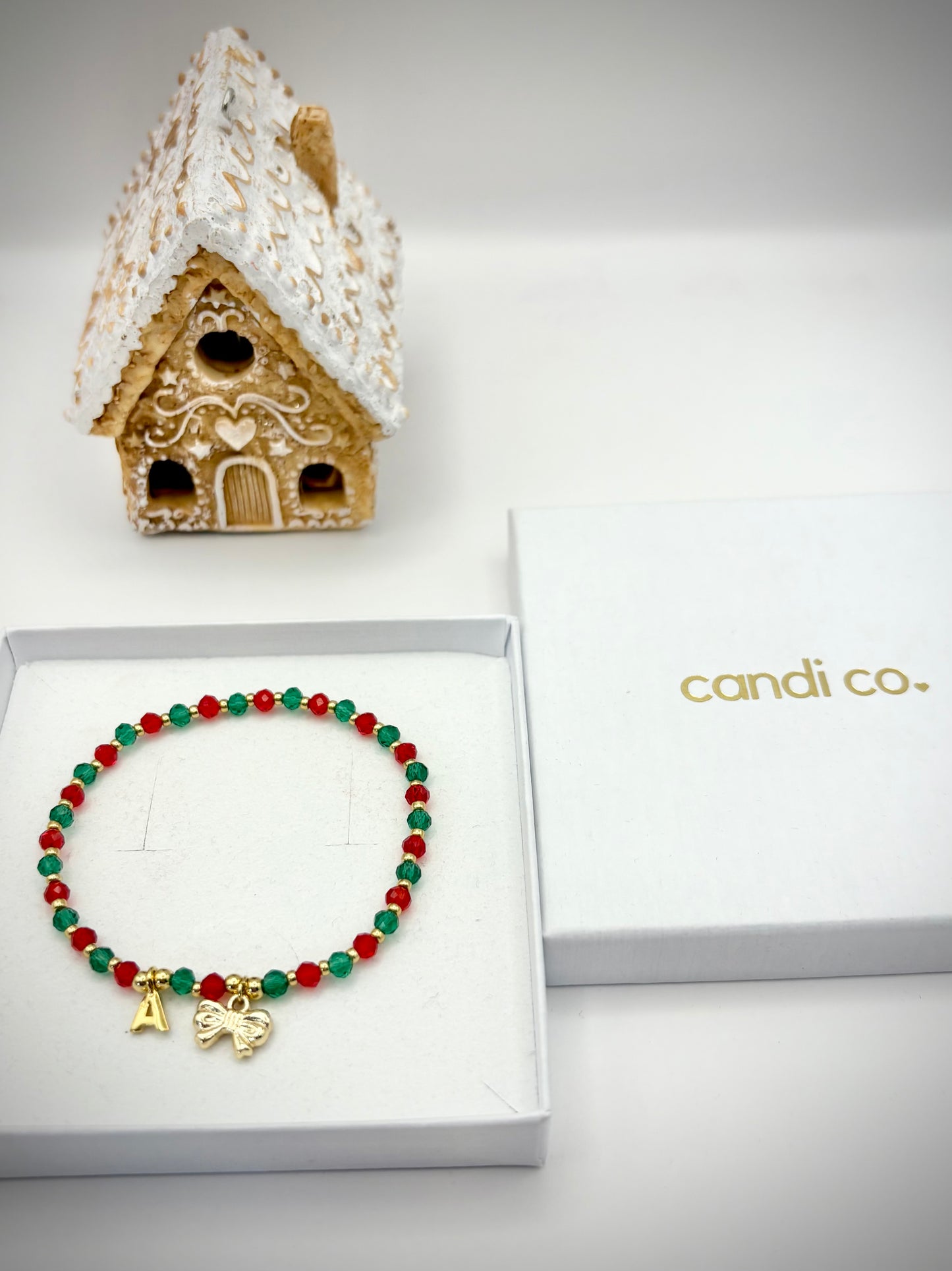 Festive Bow Bracelet With Initial