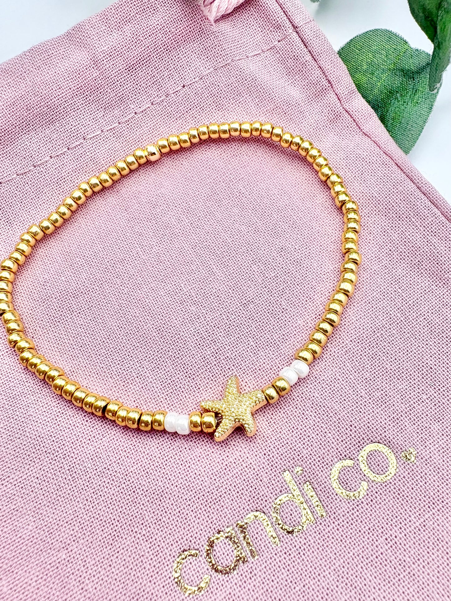 Beachy Starfish Seed Bead Bracelet - Gold or Silver
