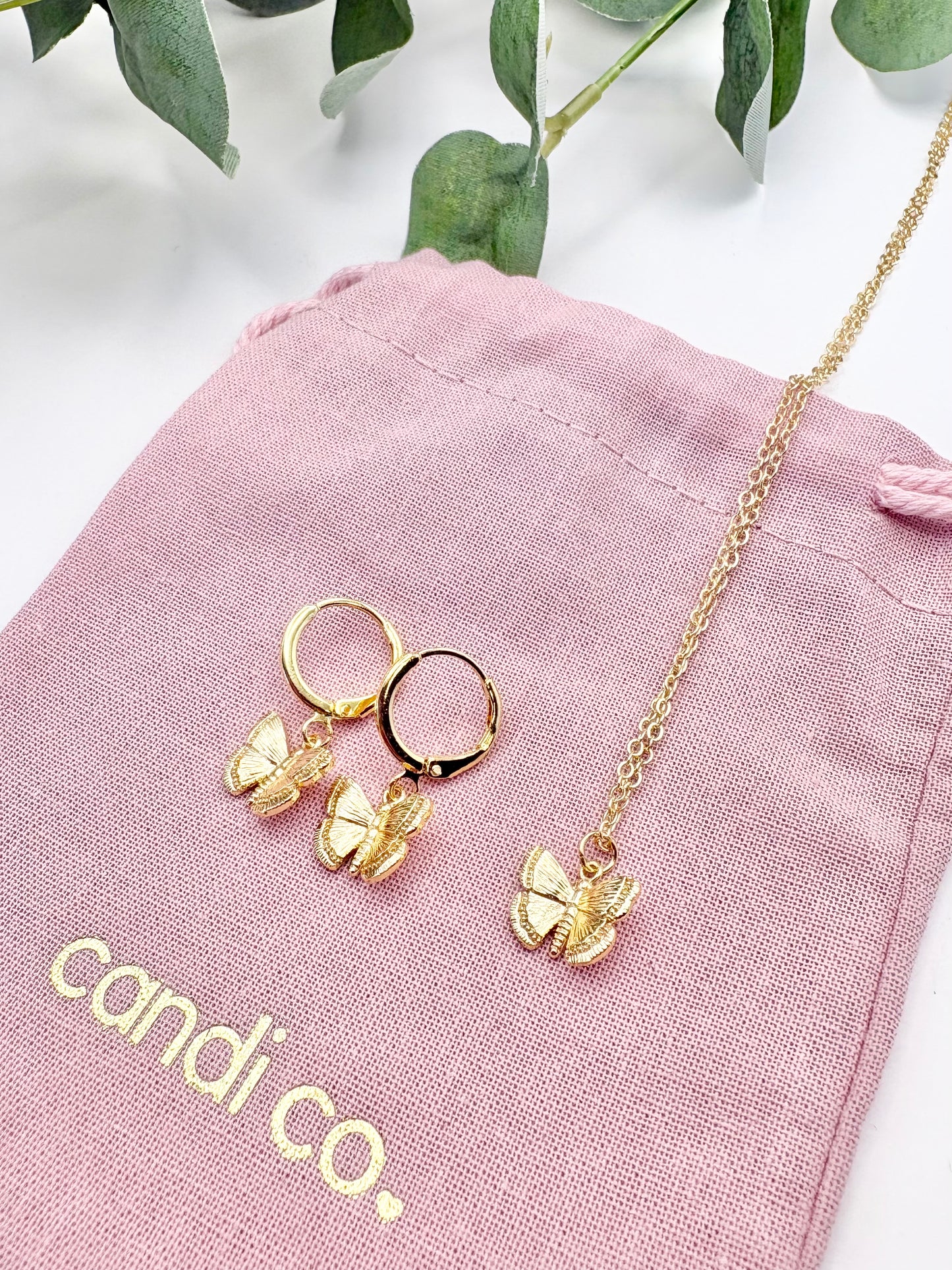 Butterfly Charm Huggie Hoop Earrings