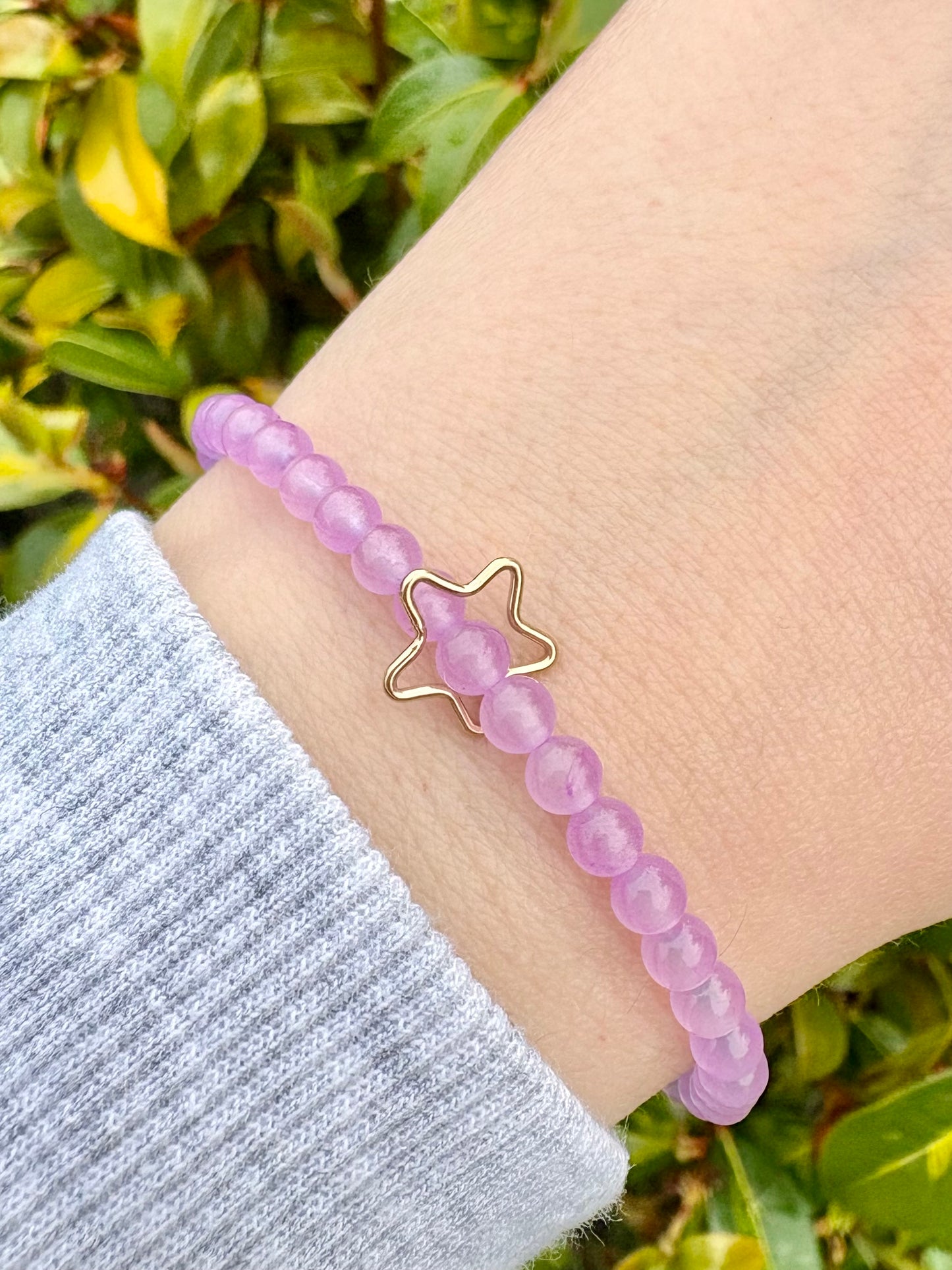 Pastel Gemstone Bracelet with Heart or Star Charm - Sterling Silver or Gold-filled