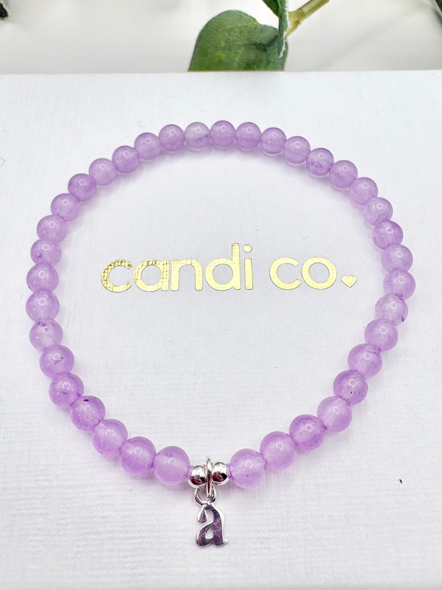 Lilac Malaysian Jade Sterling Silver Initial Bracelet