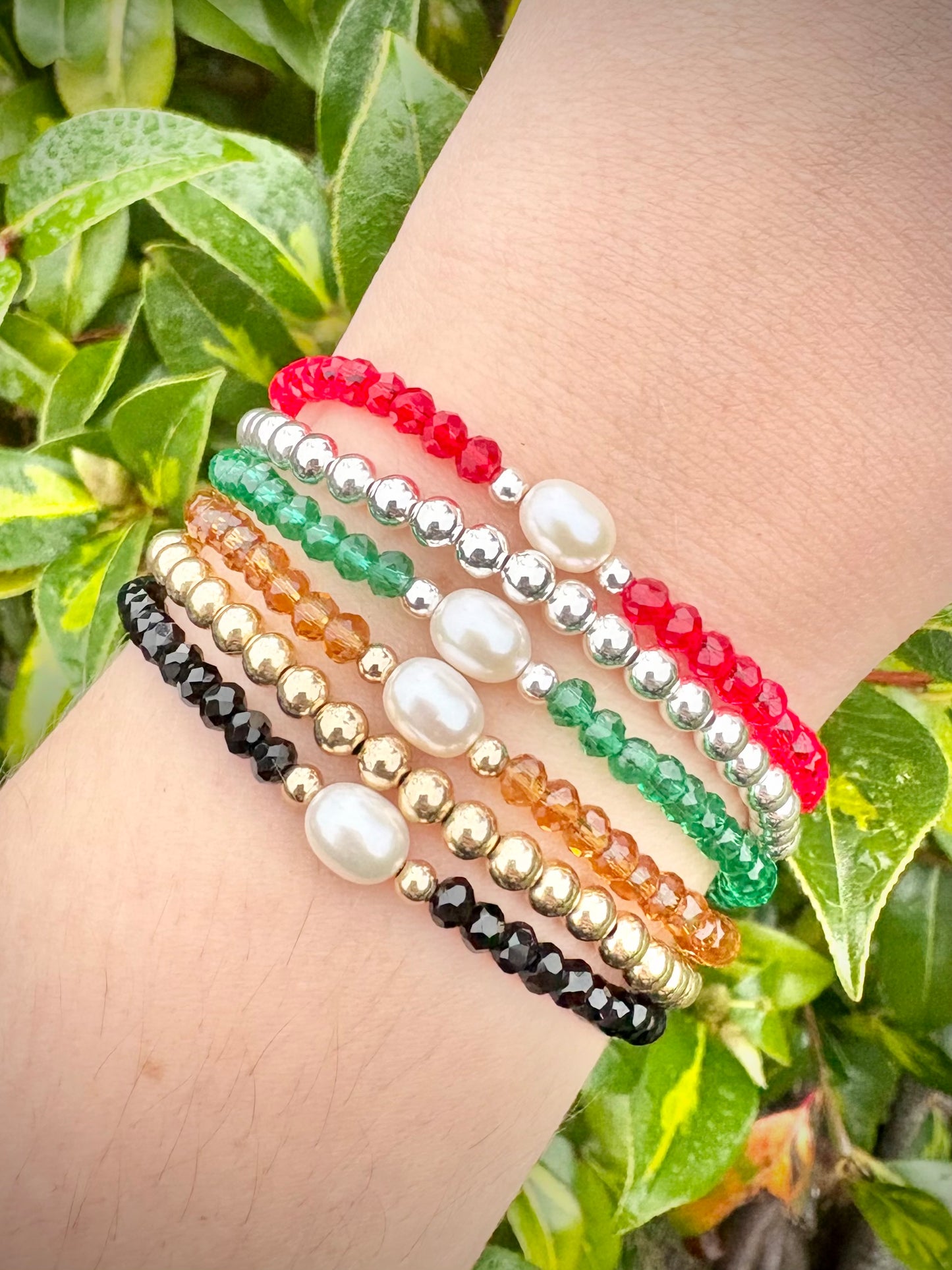 Sparkly Crystal and Freshwater Pearl Beaded Bracelet