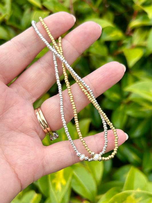 Freshwater Pearl Beaded Anklet - Gold or Silver