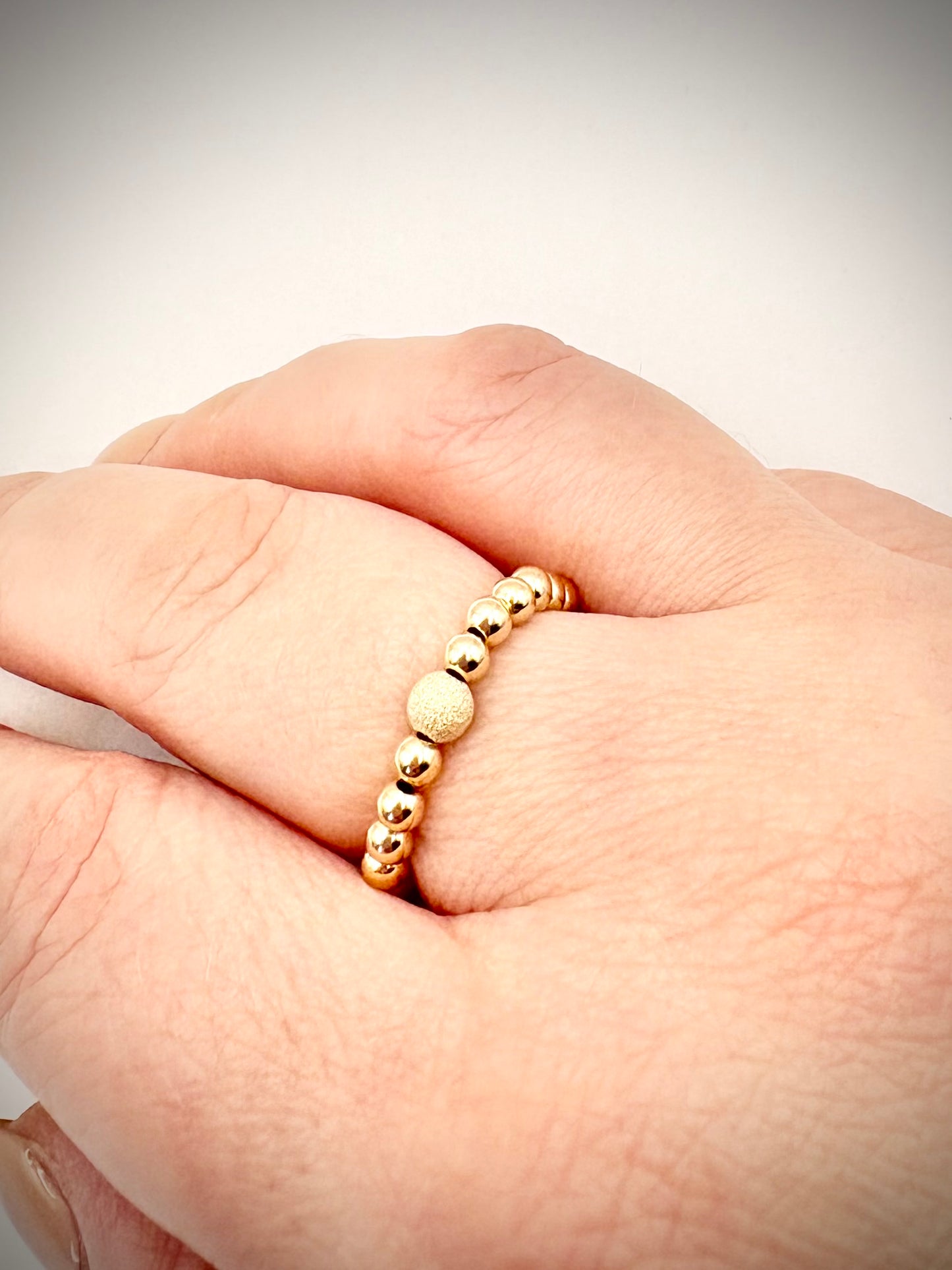 Luxe 925 Sterling Silver or Gold-Filled Sparkle Beaded Stretch Ring - Perfect For Stacking