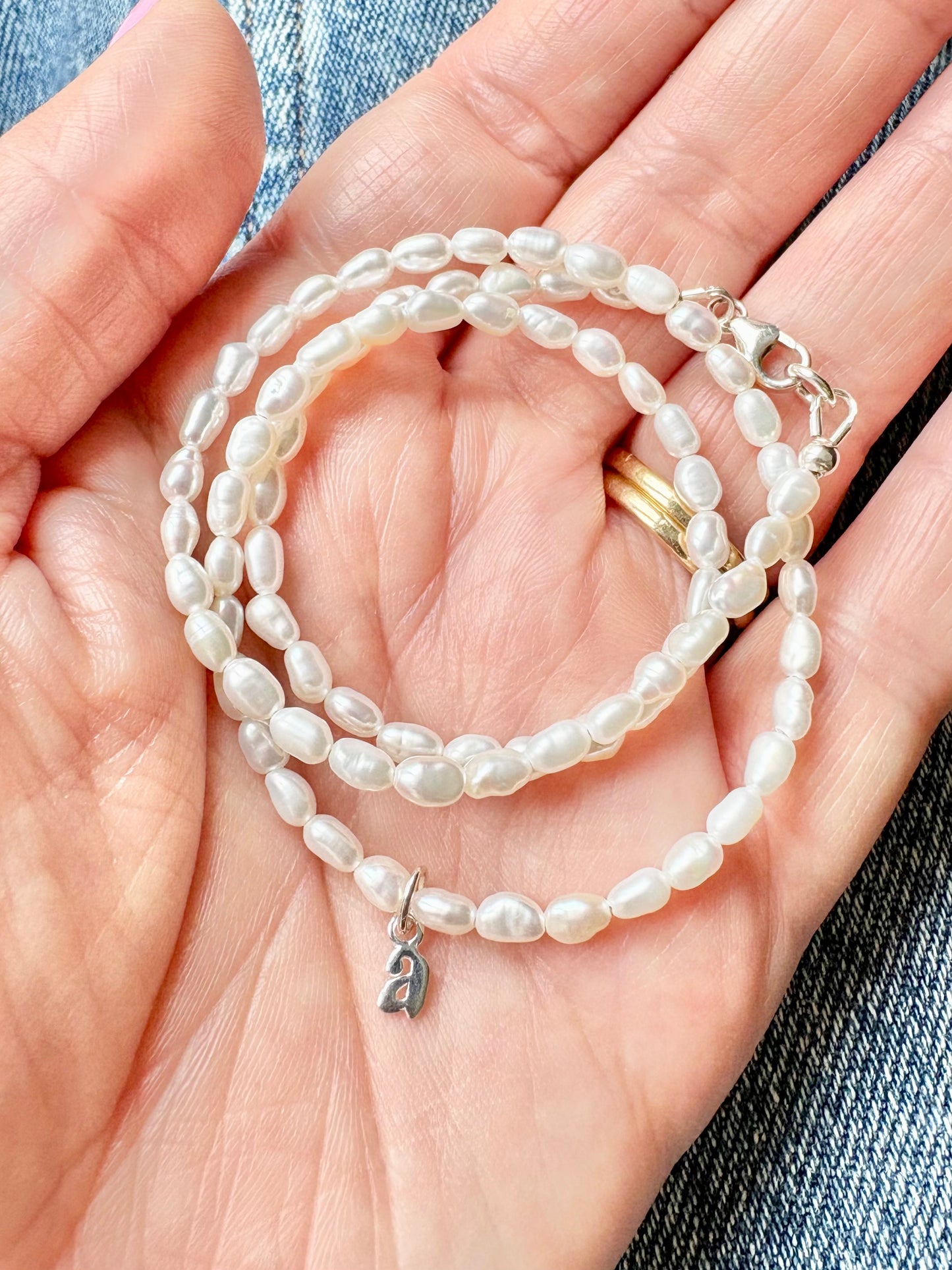 Freshwater Pearl Initial Necklace - Sterling Silver