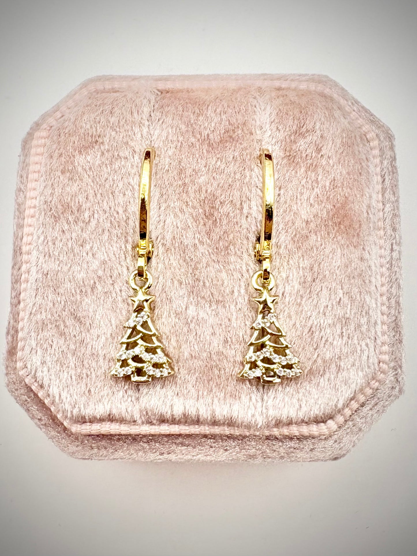 Sparkly Christmas Tree Charm Necklace - Gold or Silver-Plated