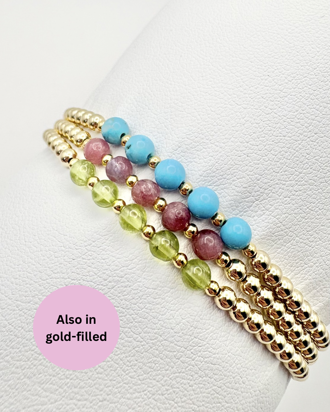Birthstone Beaded Bracelet - Sterling Silver or Gold-Filled