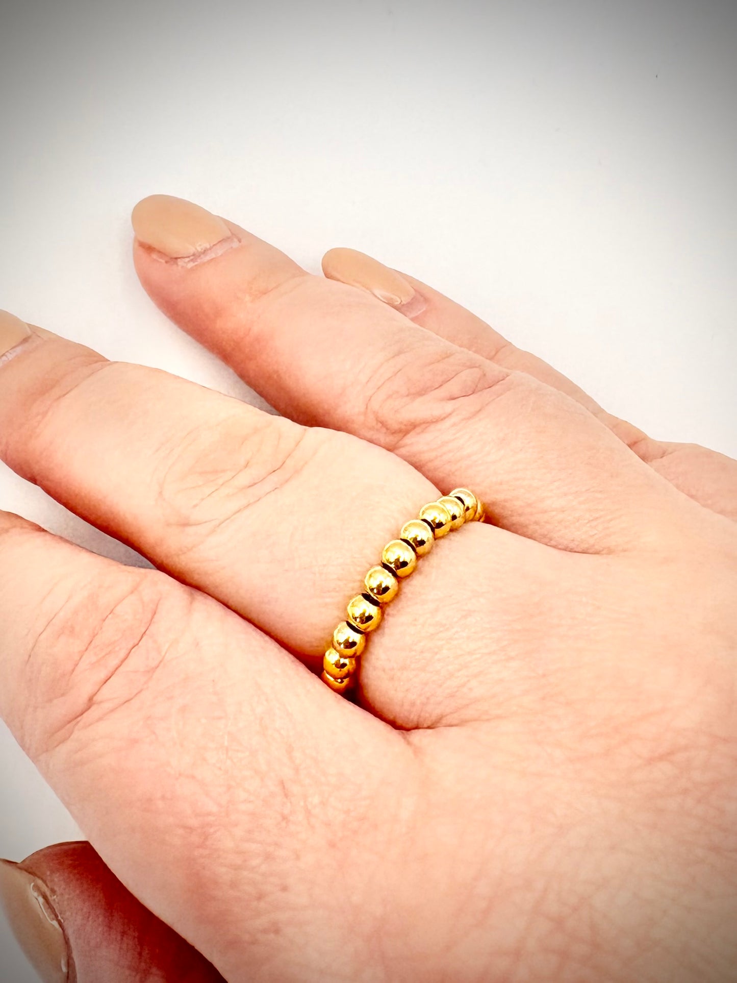 Beaded Stretch Ring - Gold or Silver-Plated