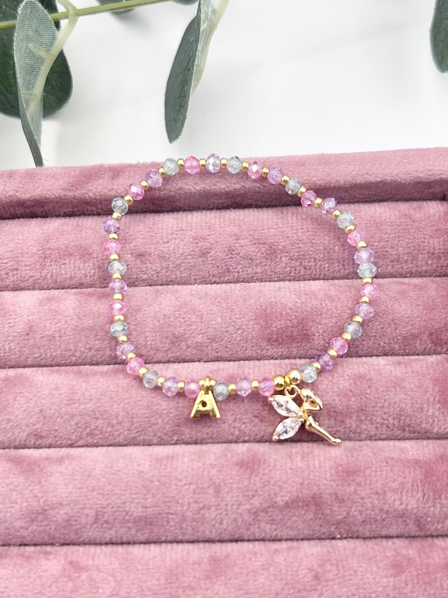Personalised Crystal Fairy Bracelet Kids - Gold