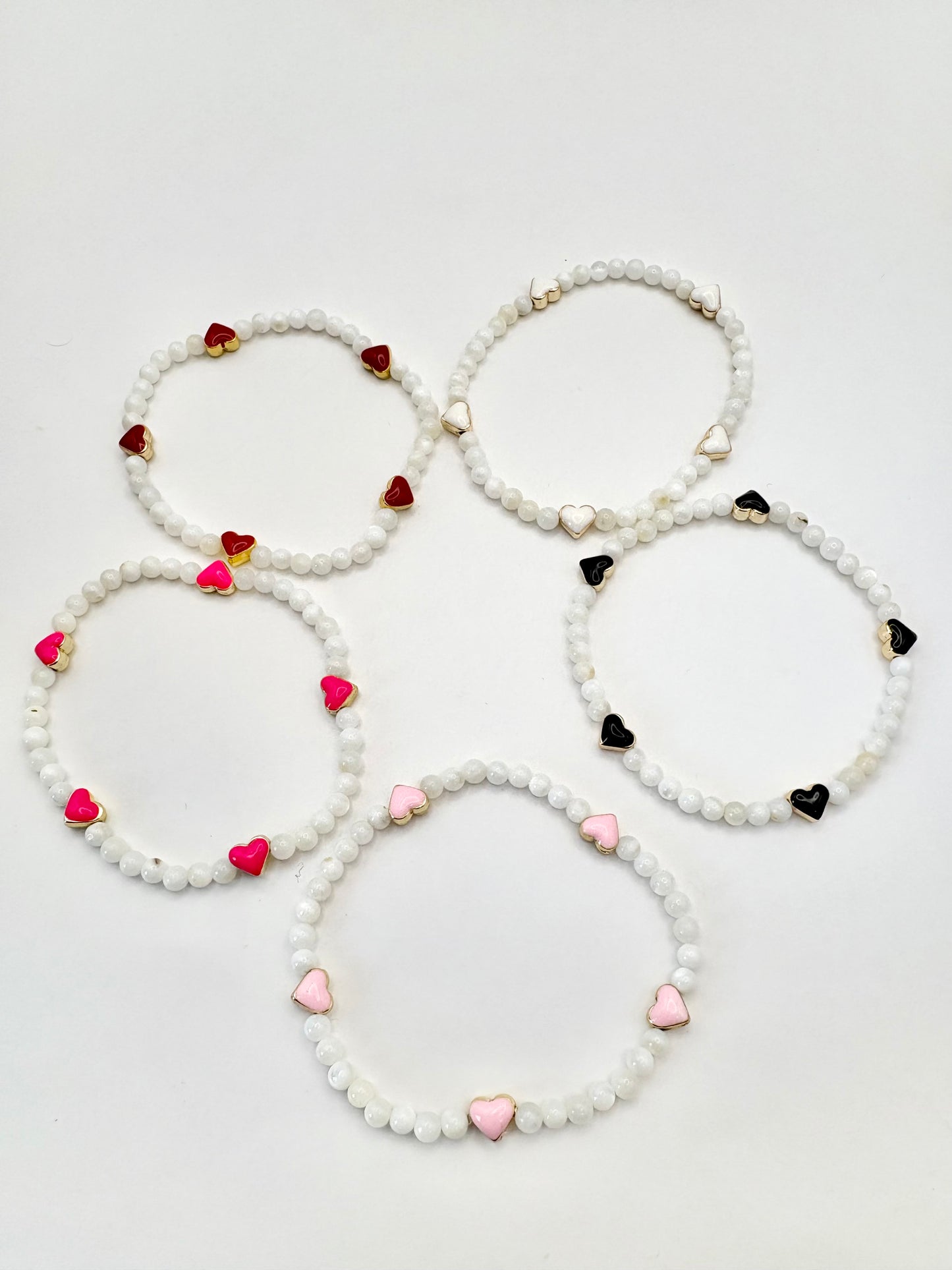 Mother of Pearl and Heart Charm Bracelet - SALE