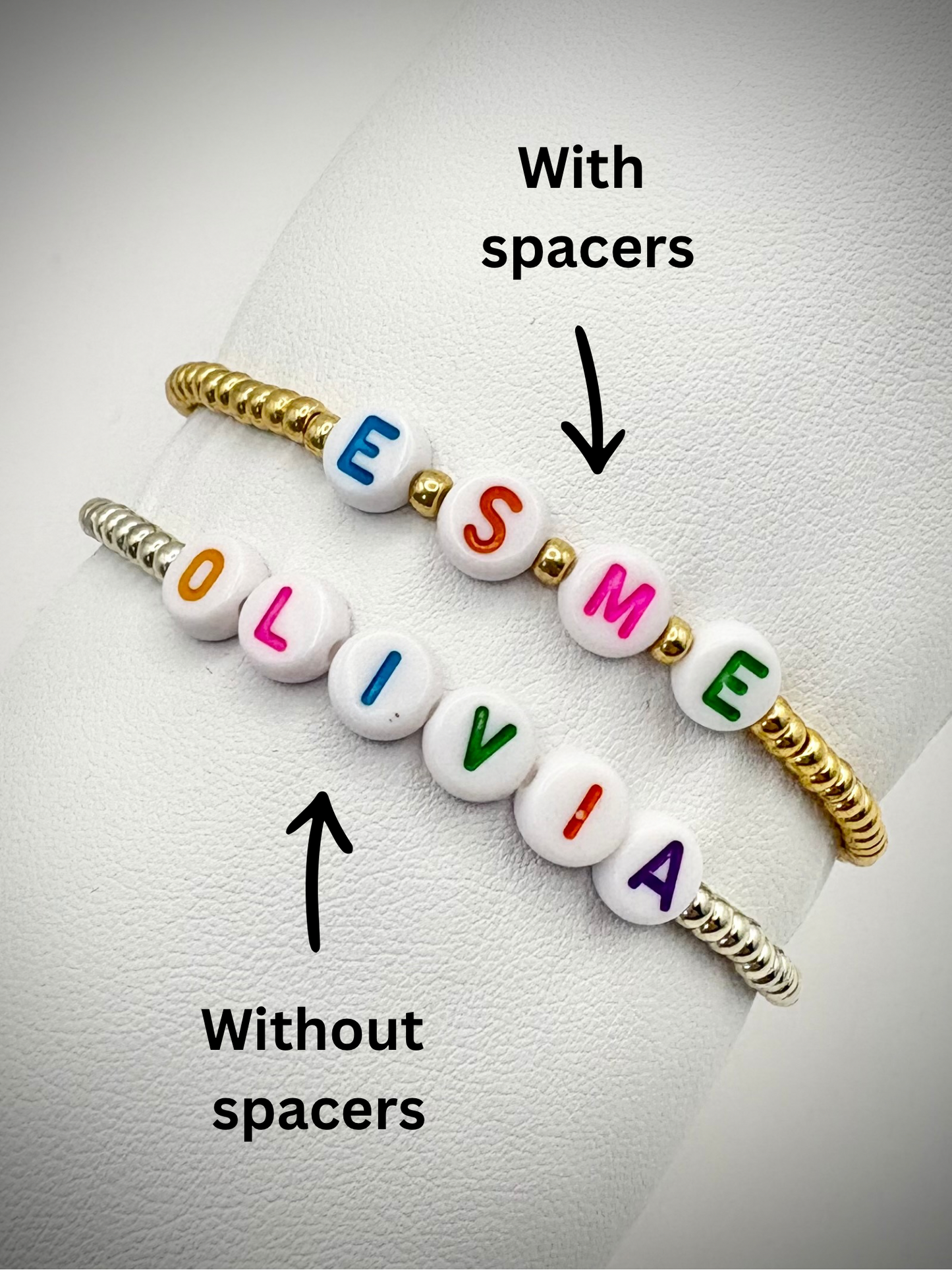 Seed Bead Colourful Name Bracelet - Gold or Silver