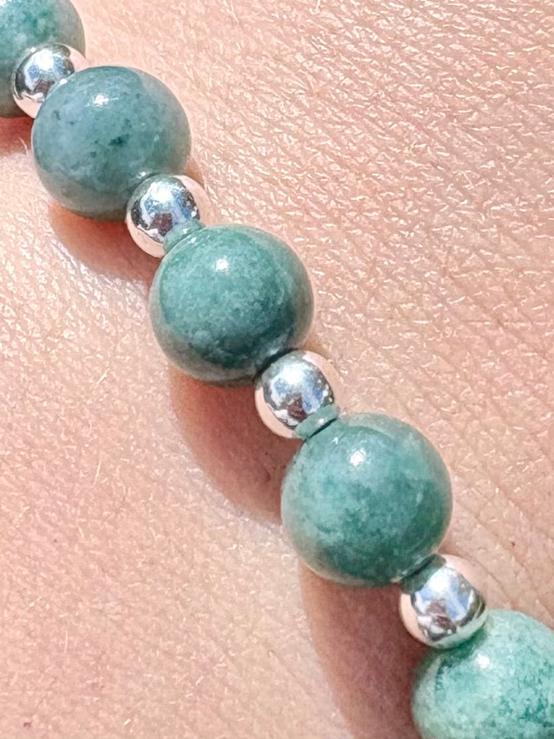 Jadeite and Sterling Silver Beaded Bracelet