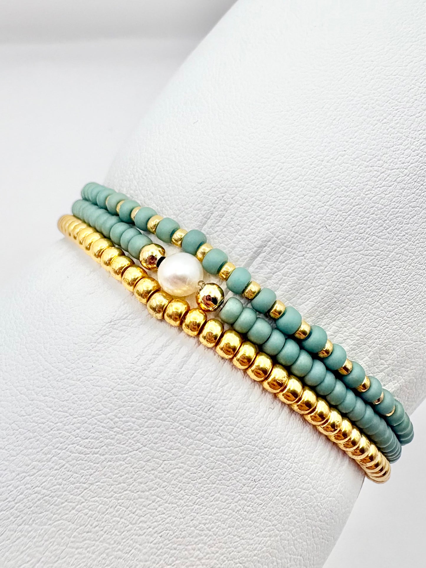 Spring Seed Bead Freshwater Pearl Bracelet Stack - Various Colours