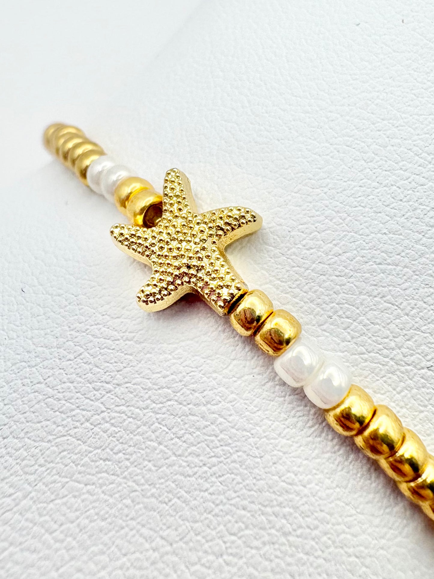 Beachy Starfish Seed Bead Anklet - Gold or Silver