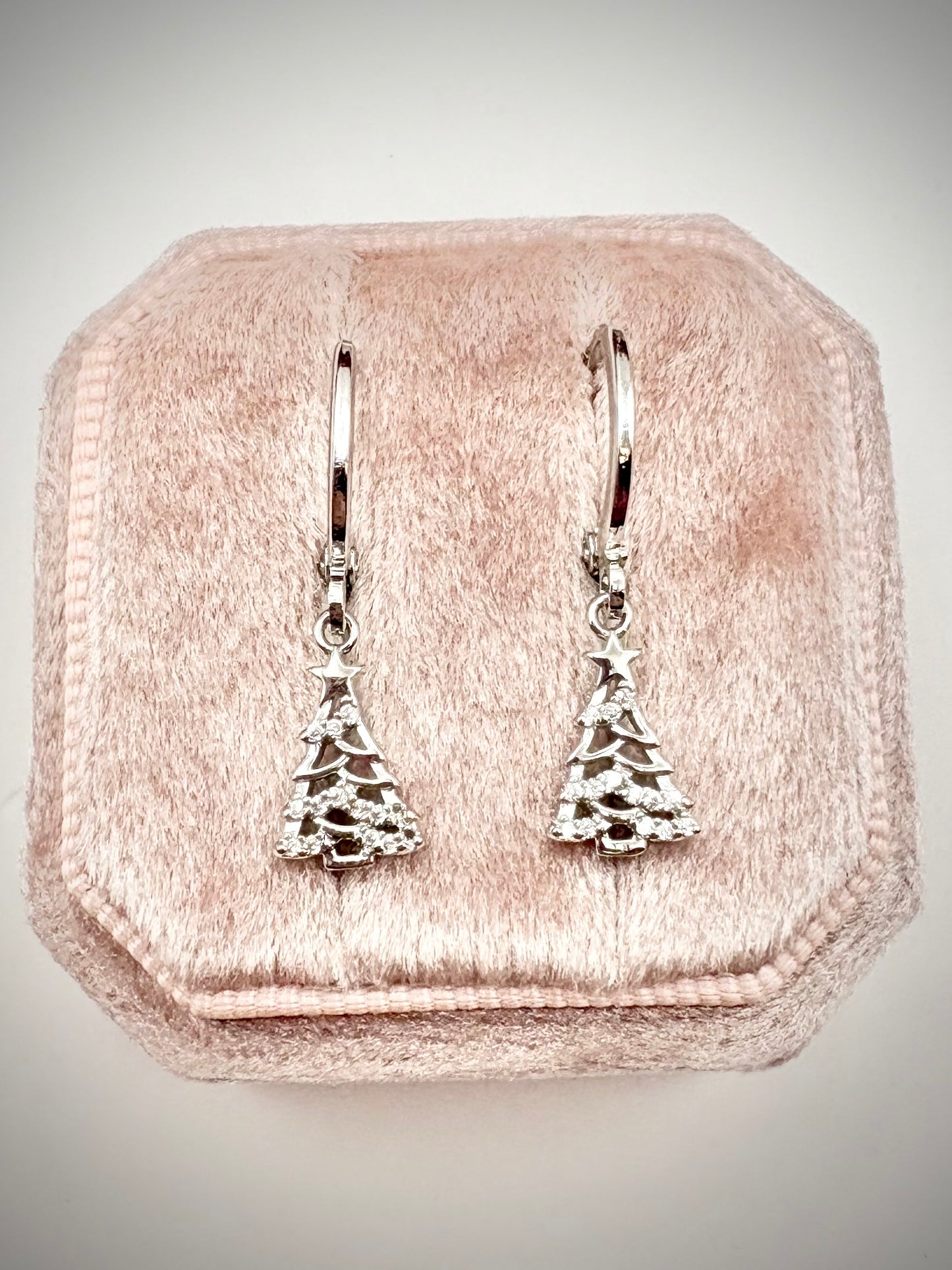 Sparkly Christmas Tree Huggie Hoop Earrings - Gold or Silver-Plated