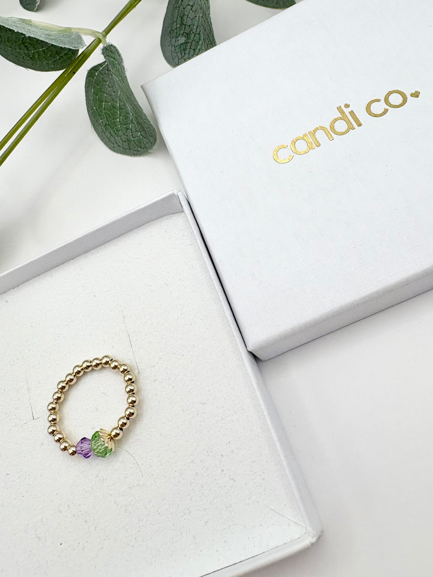 Thistle Beaded Stretch Ring - Sterling Silver or Gold-Filled