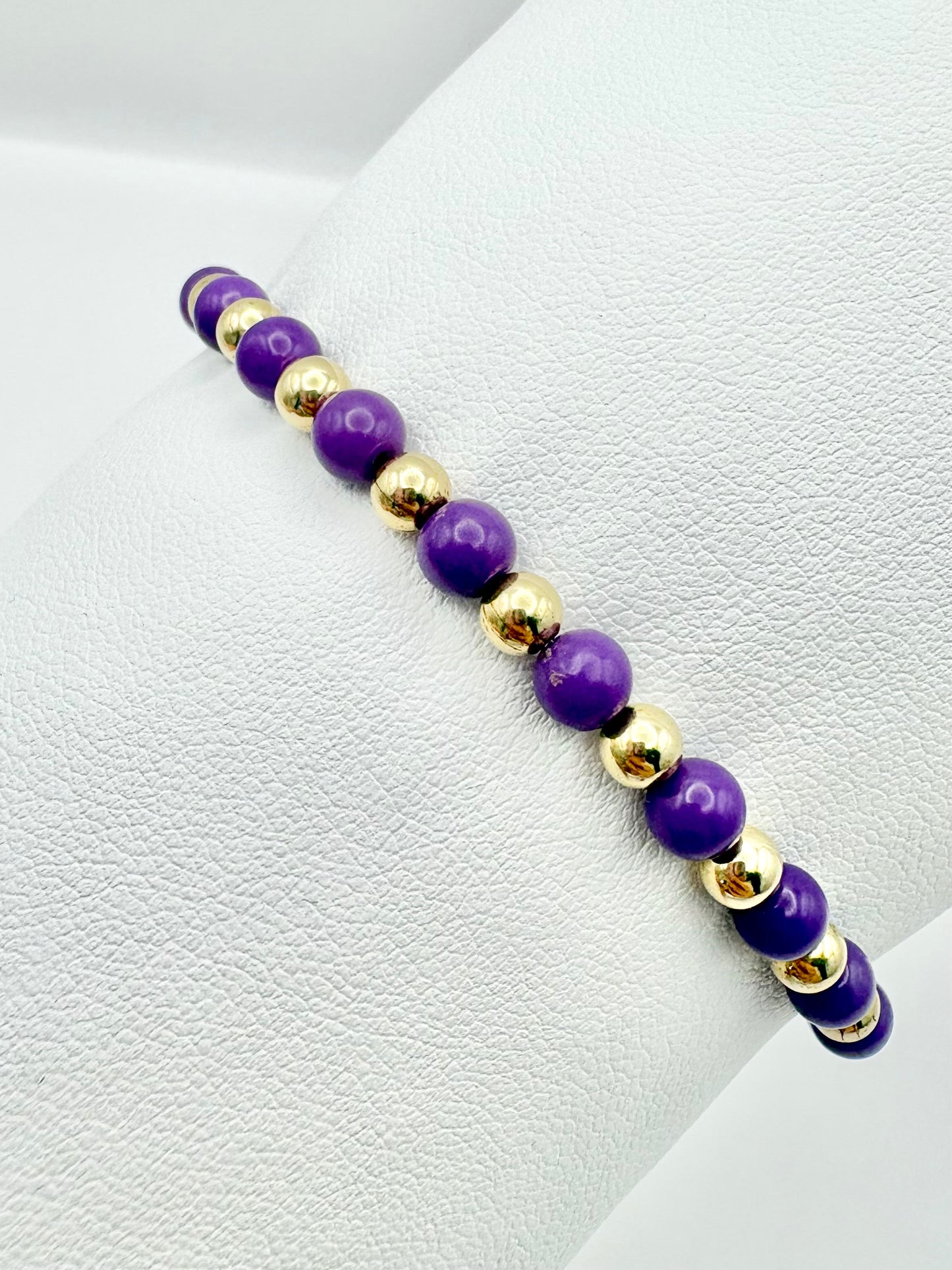 Purple Phosphosiderite and Gold Filled Beaded Bracelet