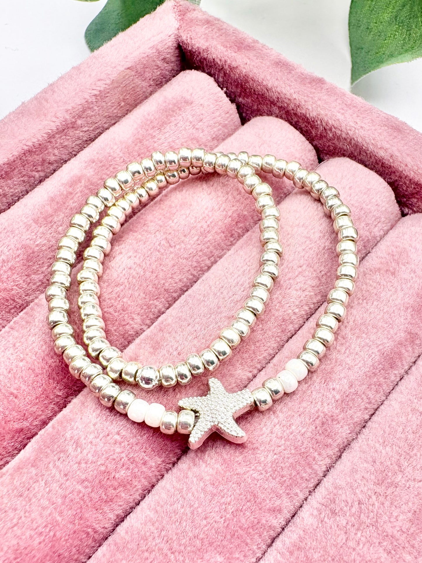 Beachy Starfish Seed Bead Anklet - Gold or Silver