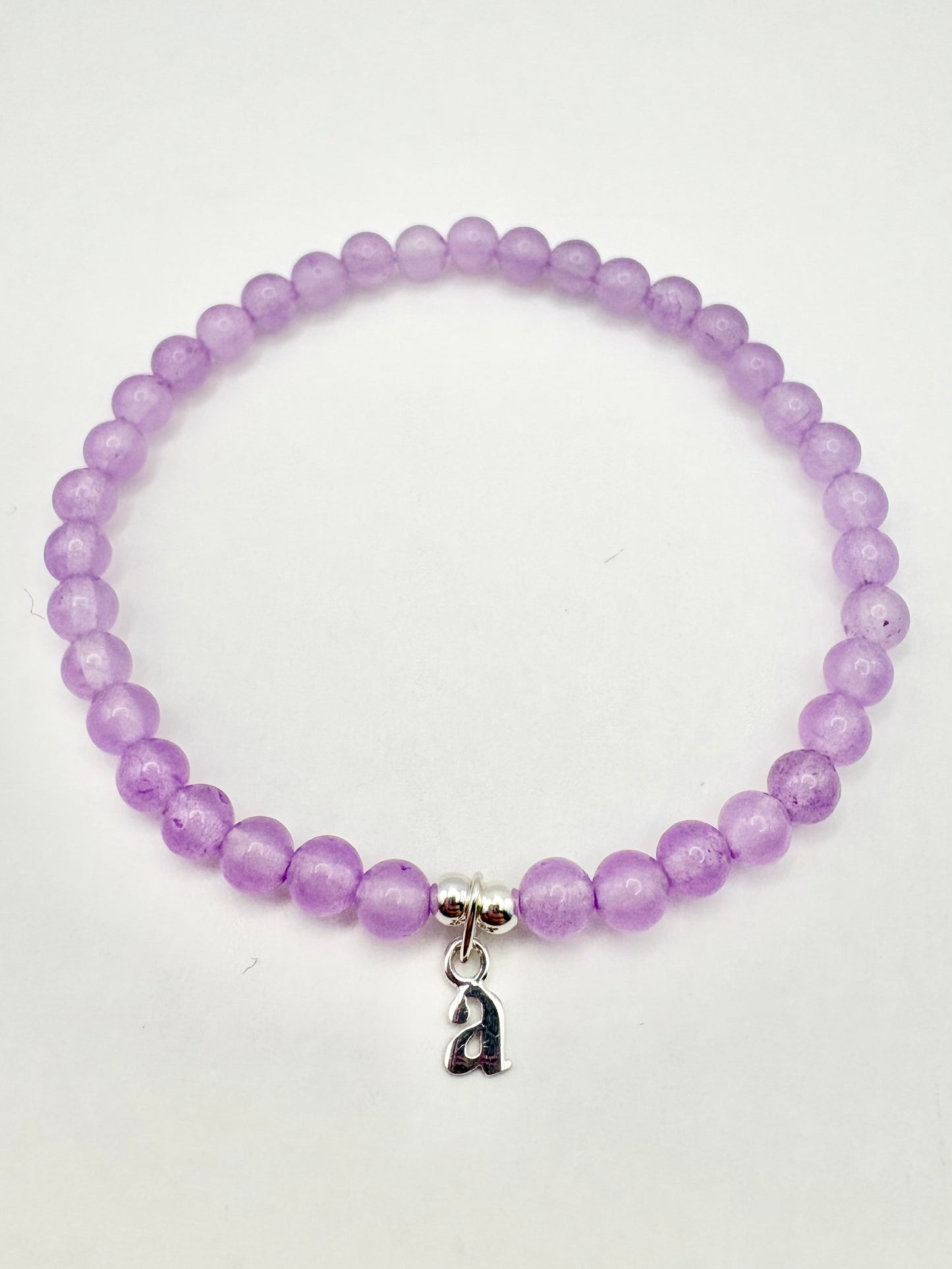 Lilac Malaysian Jade Sterling Silver Initial Bracelet