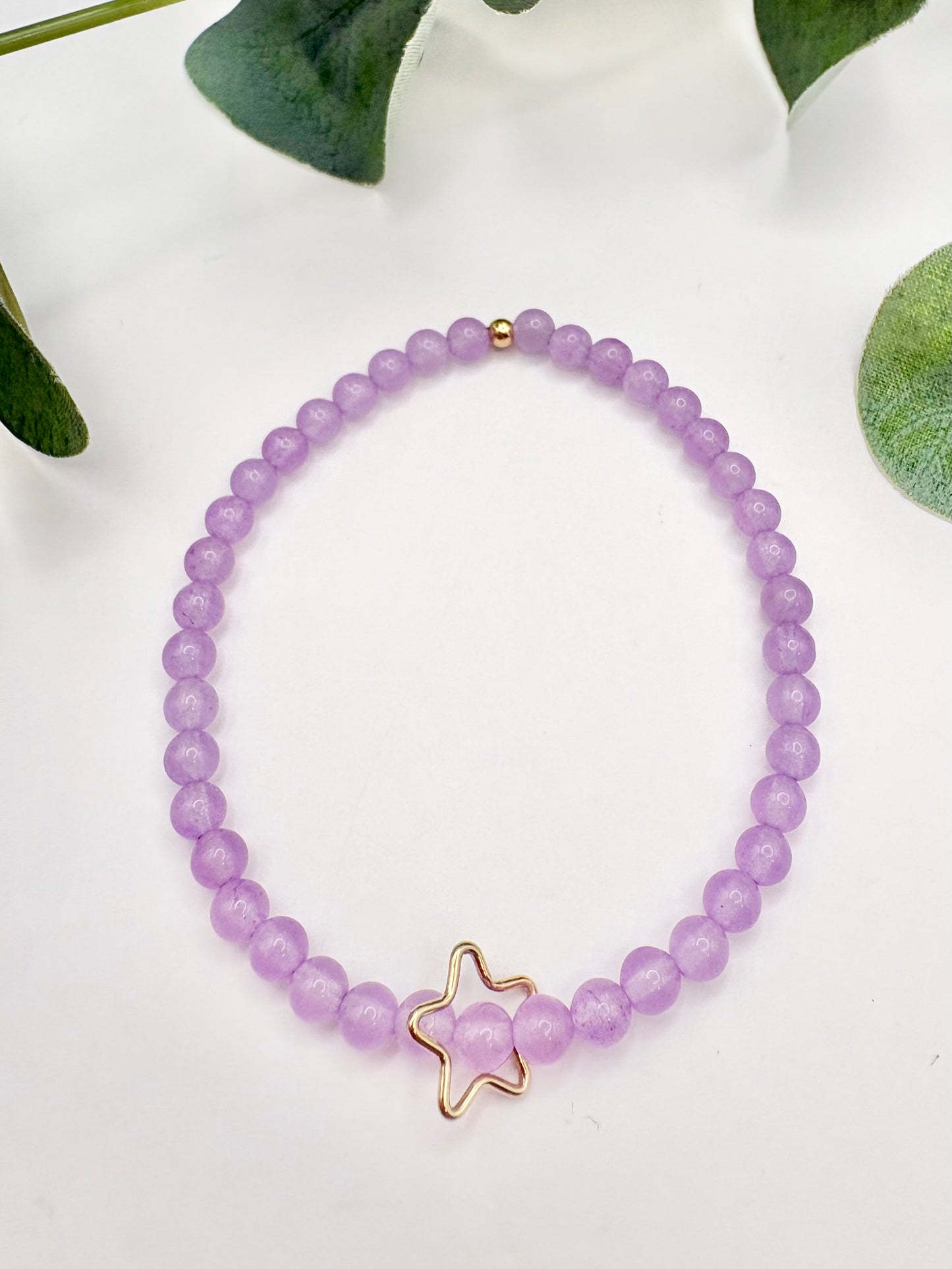 Pastel Gemstone Bracelet with Heart or Star Charm - Sterling Silver or Gold-filled