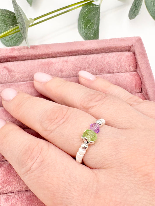 Thistle Seed Beaded Stretch Ring