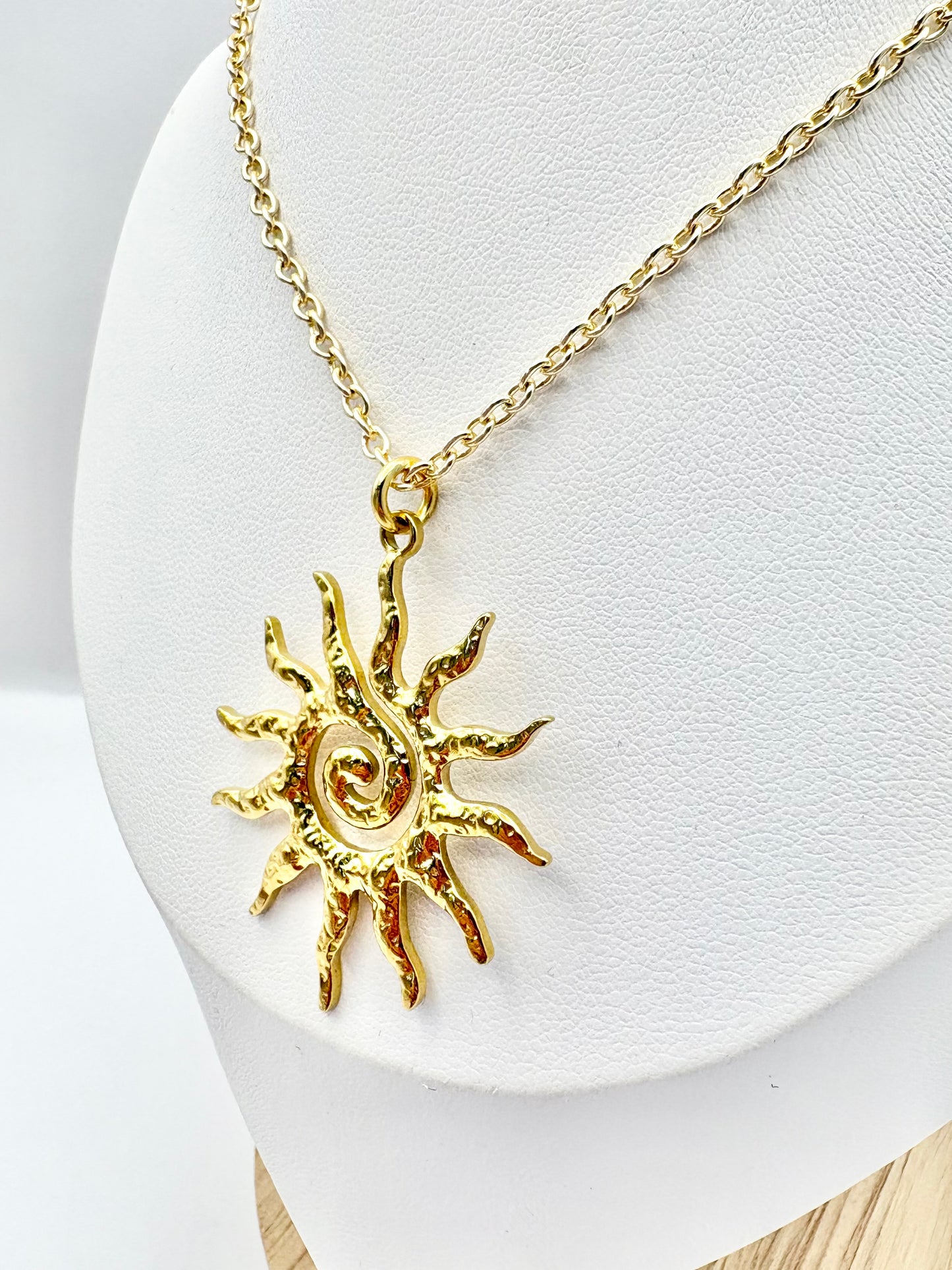 Sunburst Long Necklace - Gold or Silver