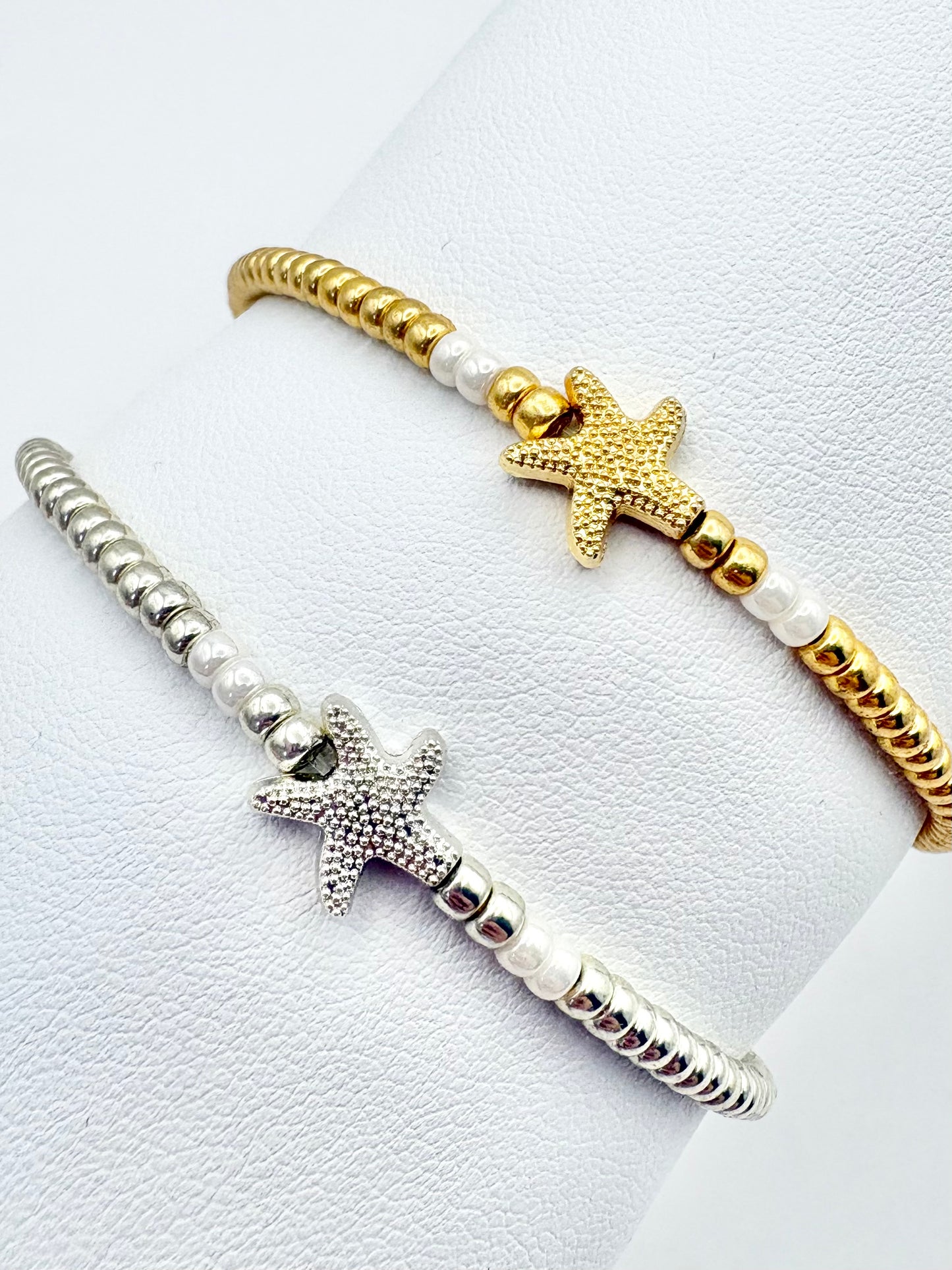 Beachy Starfish Seed Bead Anklet - Gold or Silver