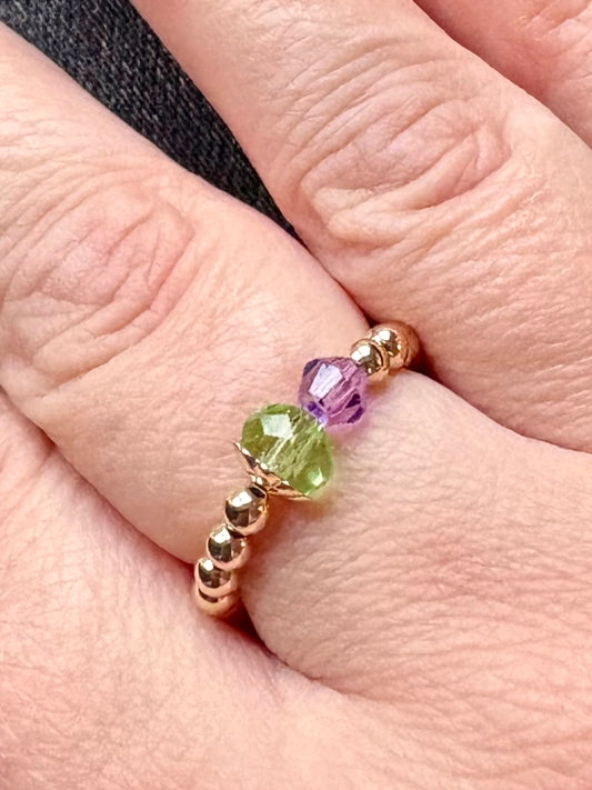 Thistle Beaded Stretch Ring - Sterling Silver or Gold-Filled