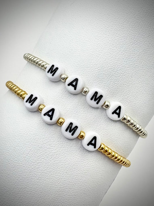 Seed Bead Mama Bracelet - Gold or Silver