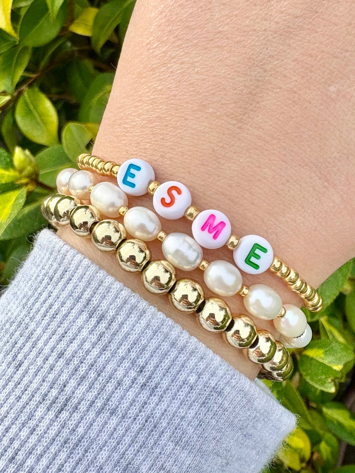 Freshwater Pearl & Seed Beaded Bracelet - Gold or Silver