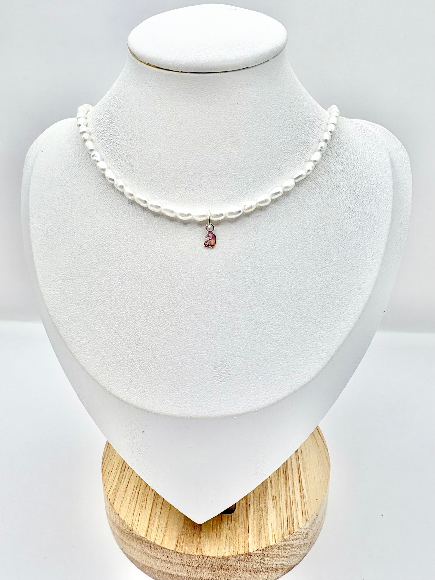 Freshwater Pearl Initial Necklace - Sterling Silver