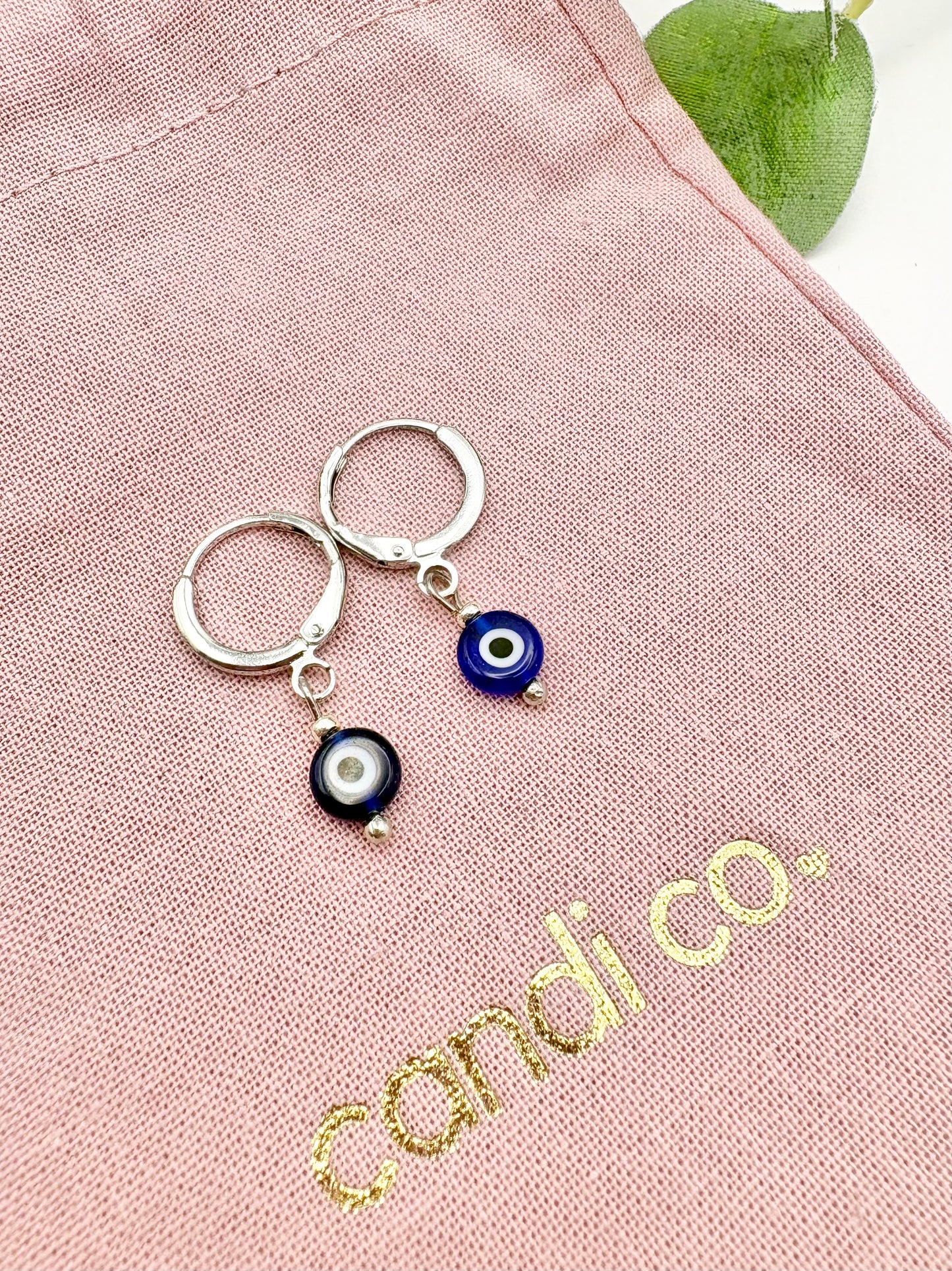 Evil Eye Huggie Earrings - Gold or Silver
