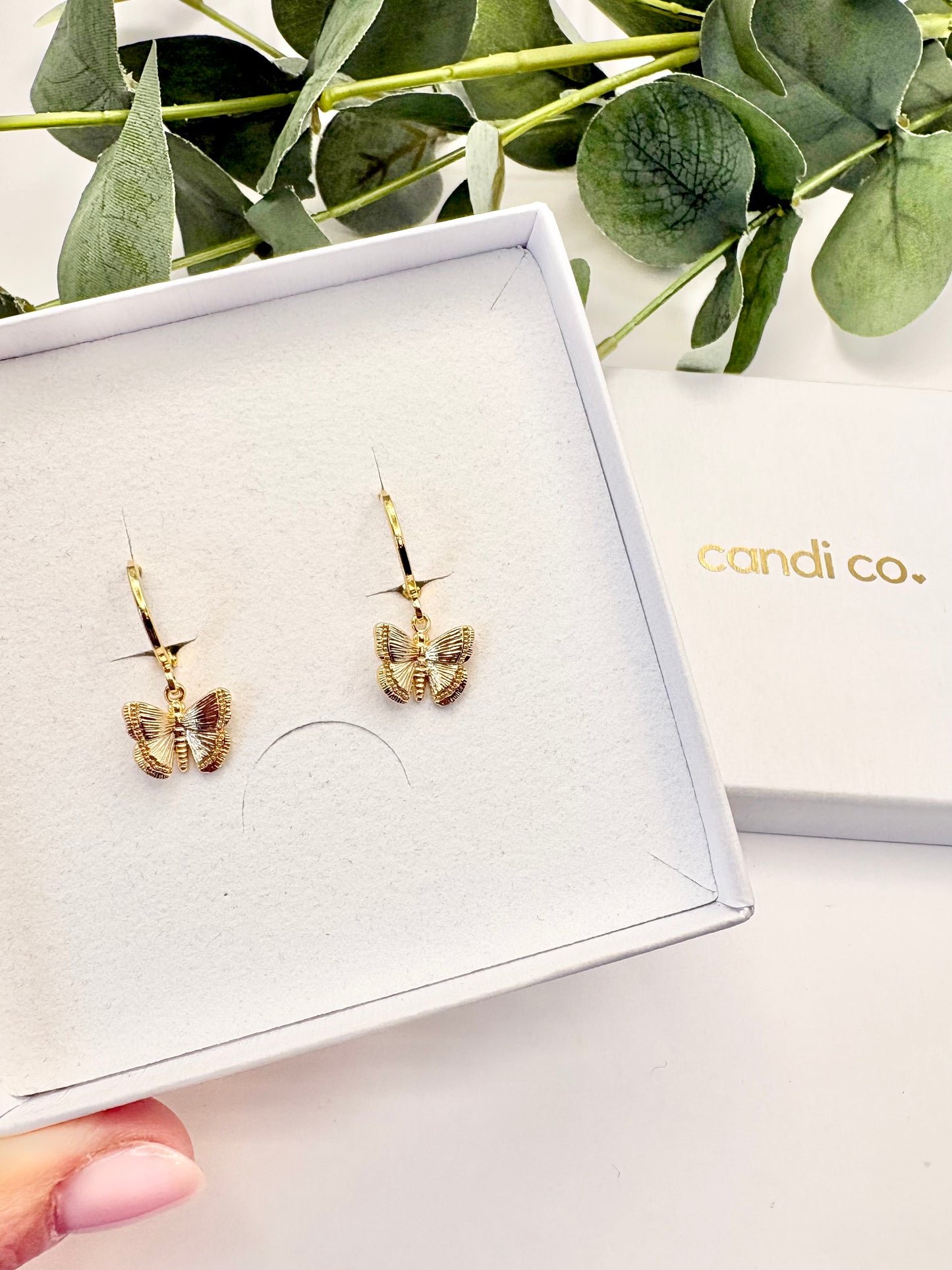 Butterfly Charm Huggie Hoop Earrings