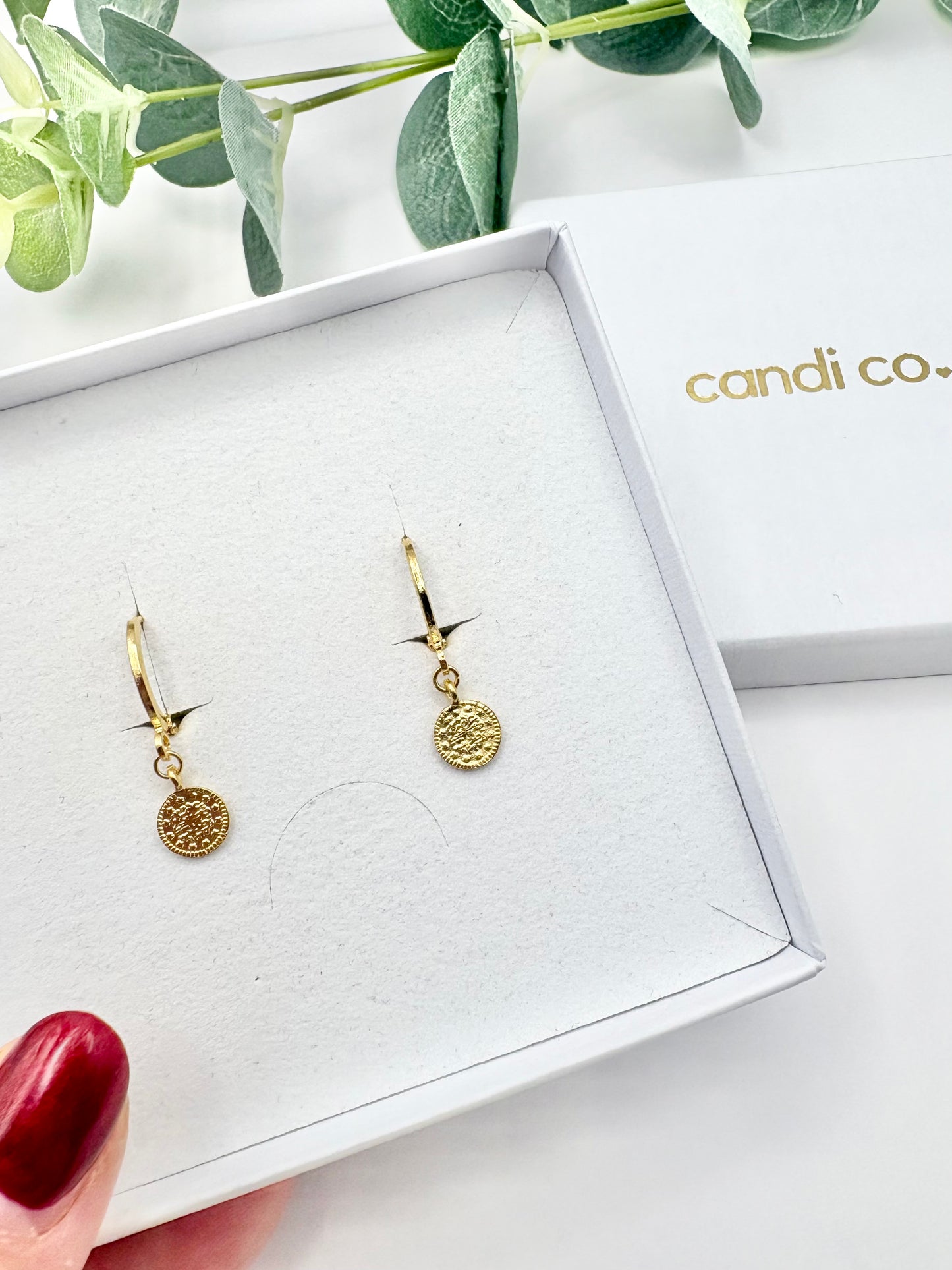 Boho Coin Huggie Hoop Earrings - Gold or Silver-Plated