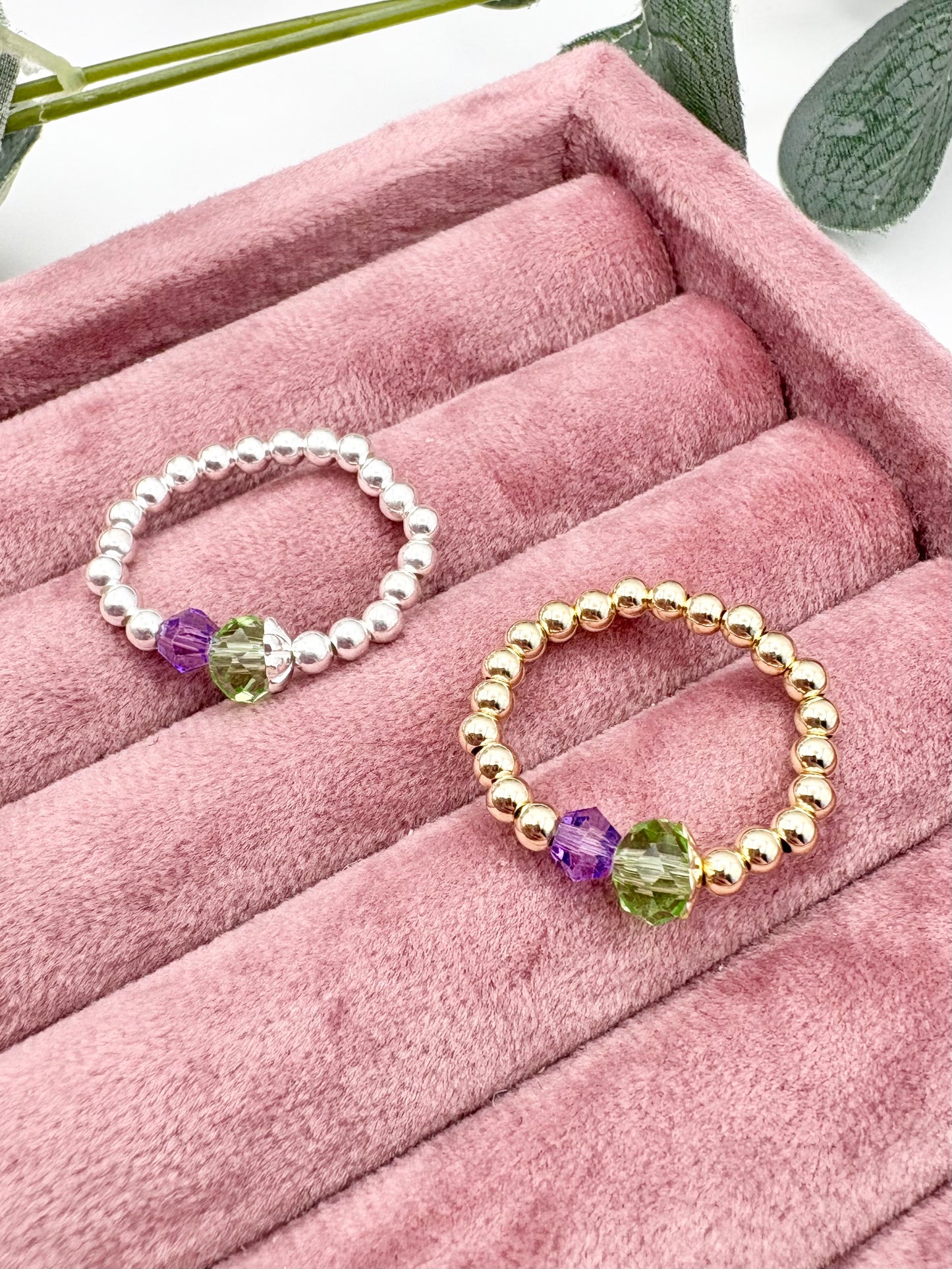 Thistle Beaded Stretch Ring - Sterling Silver or Gold-Filled