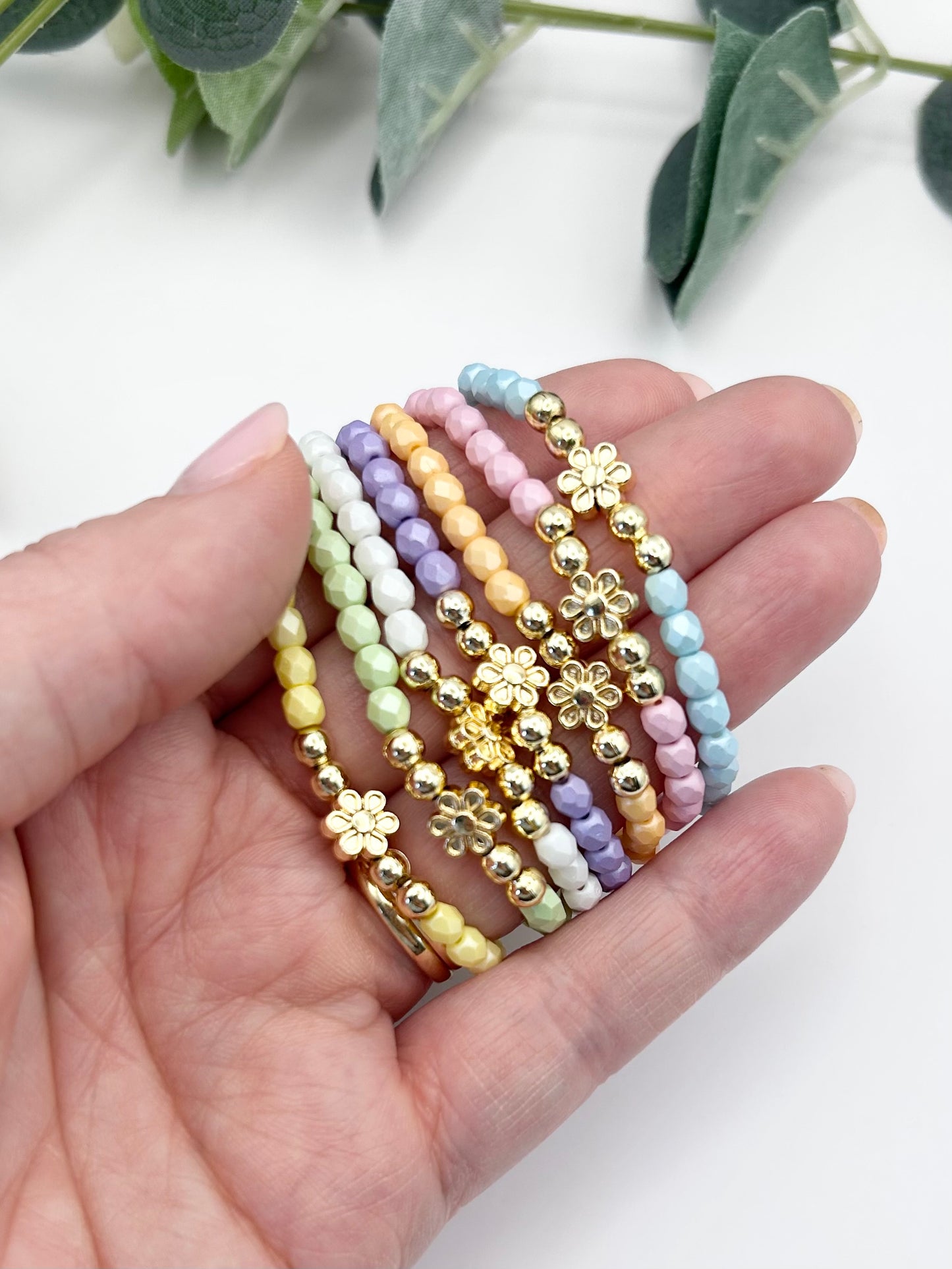 Pastel Beaded Daisy Charm Bracelet Kids - Various