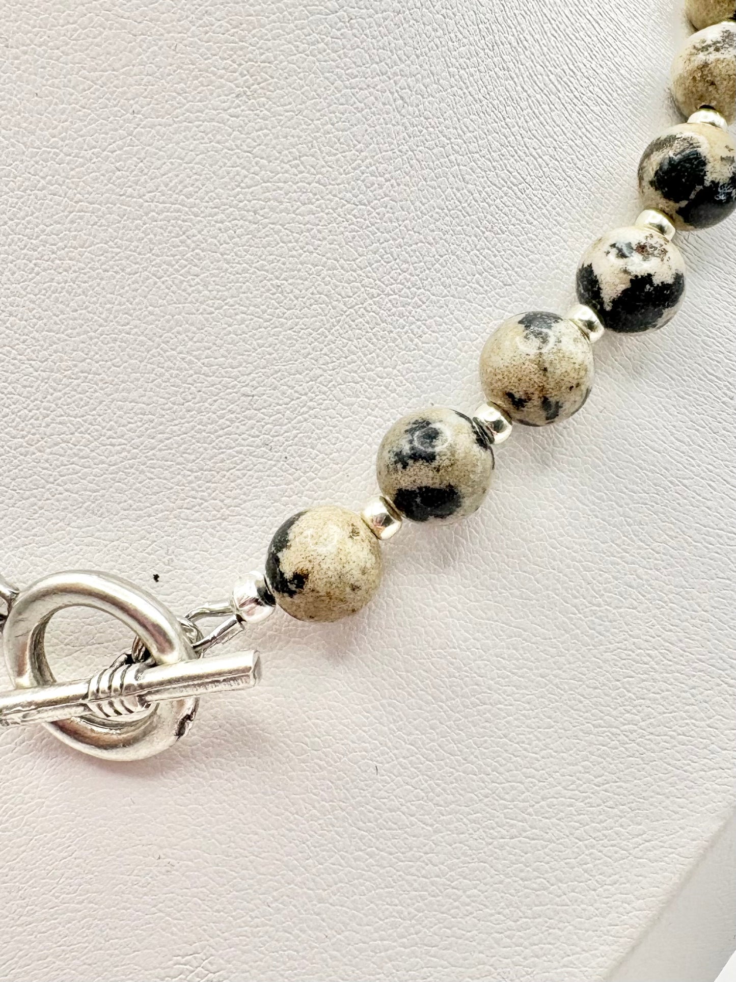 Handmade Dalmatian Jasper Toggle Clasp Necklace - Silver Plated SALE