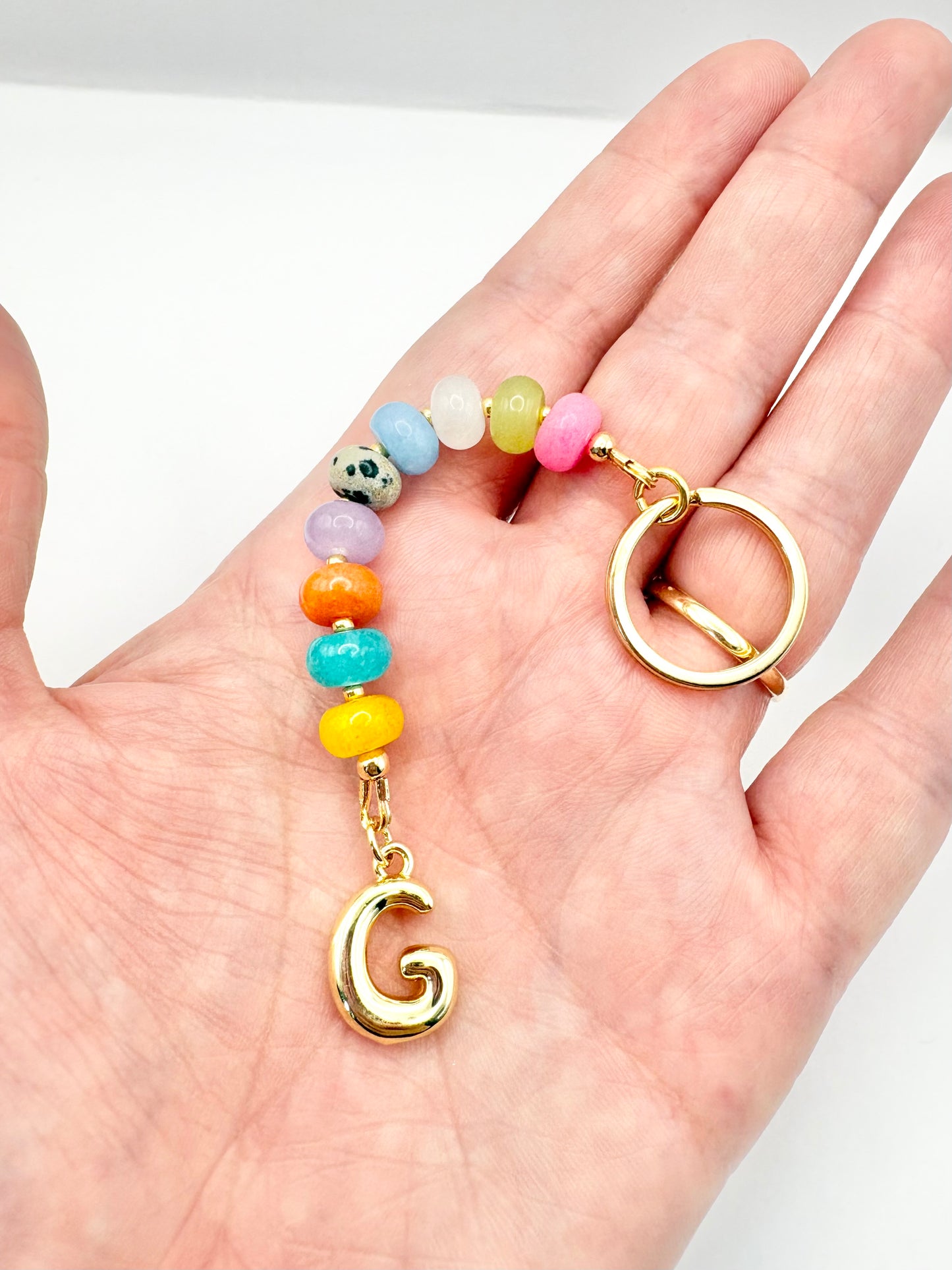 The Candi Keyring - Personalised Gemstone Bag Charm With Initial