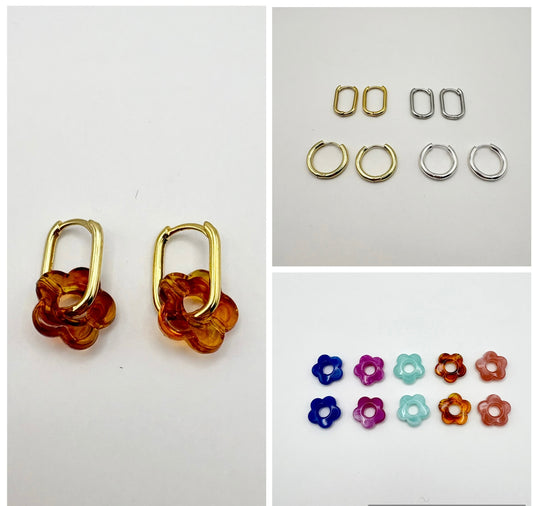 Huggie hoops with mix and match floral charms - SALE