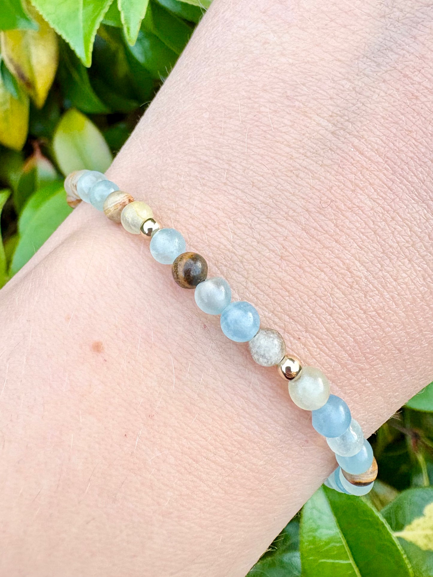 Lemurian Aquatine Calcite Bracelet